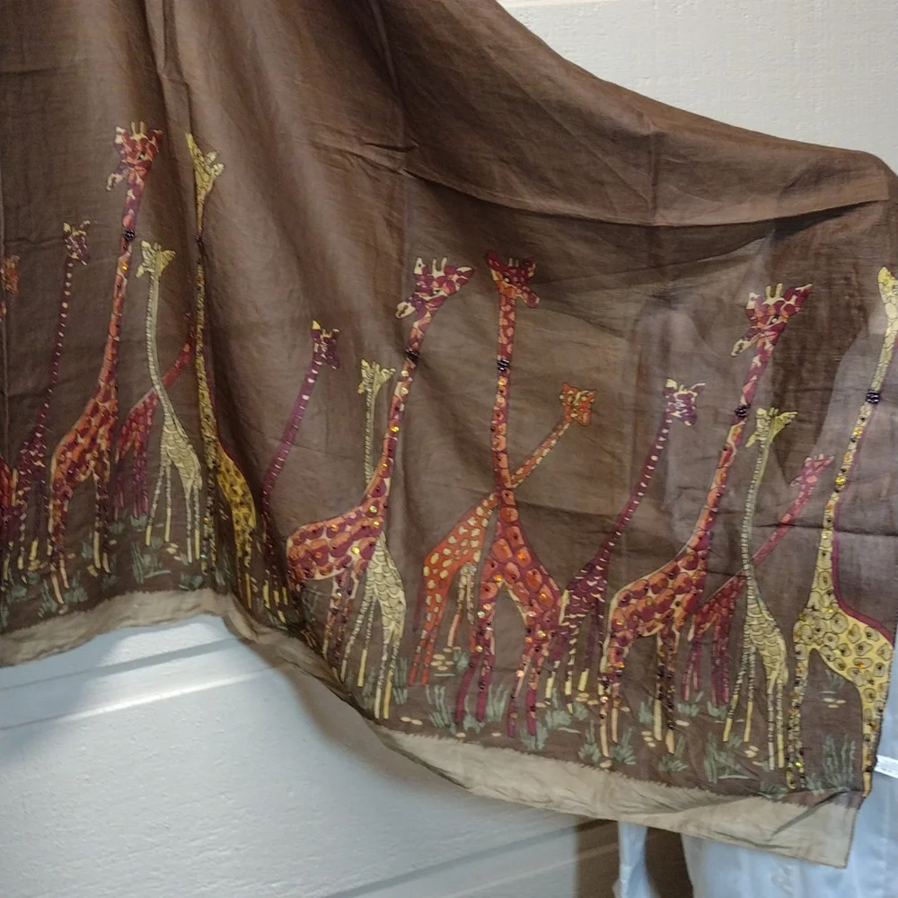 Giraffe scarf embellished with beads and sequins